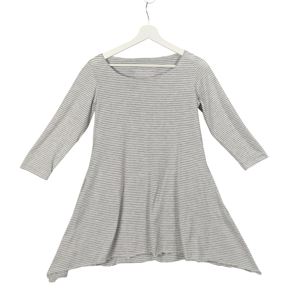 Staples Striped Lagen‎ Nautical Tunic Top 3/4 Sleeve Pocket Casual Gray Womens S